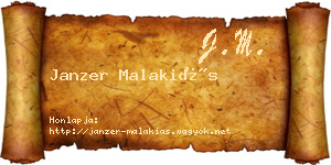 Janzer Malakiás névjegykártya